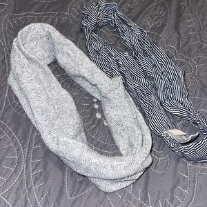 grey and blue striped headbands